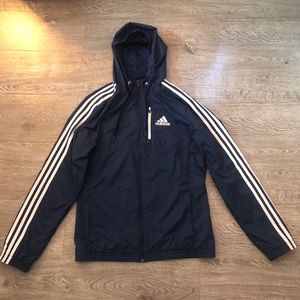 Navy blue adidas windbreaker